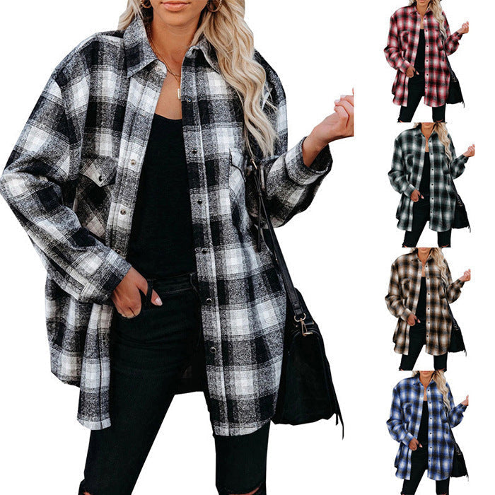 Women's Pocket-Detail Check Flannel Shacket