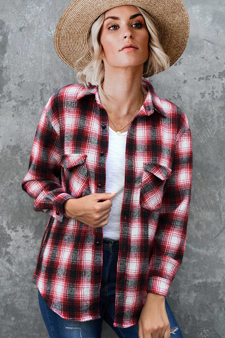 Women's Pocket-Detail Check Flannel Shacket