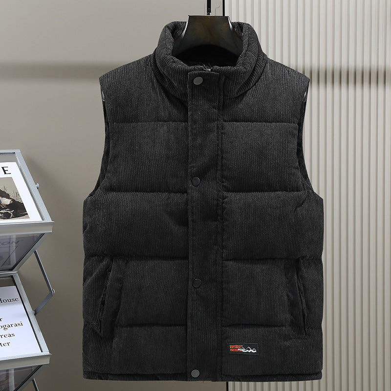 Men's Padded Cord High Collar Gilet