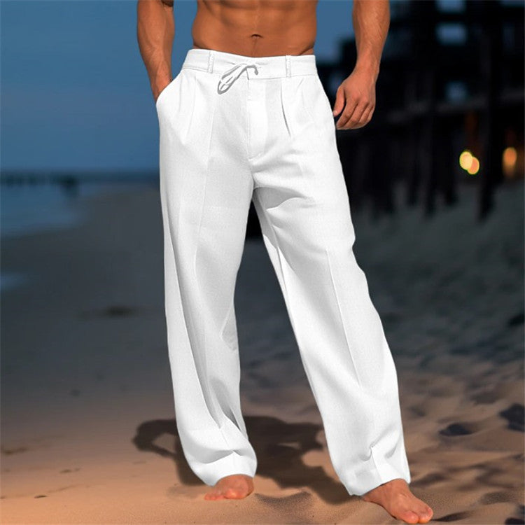 Men's Relaxed Pleated Drawstring Travel Trousers