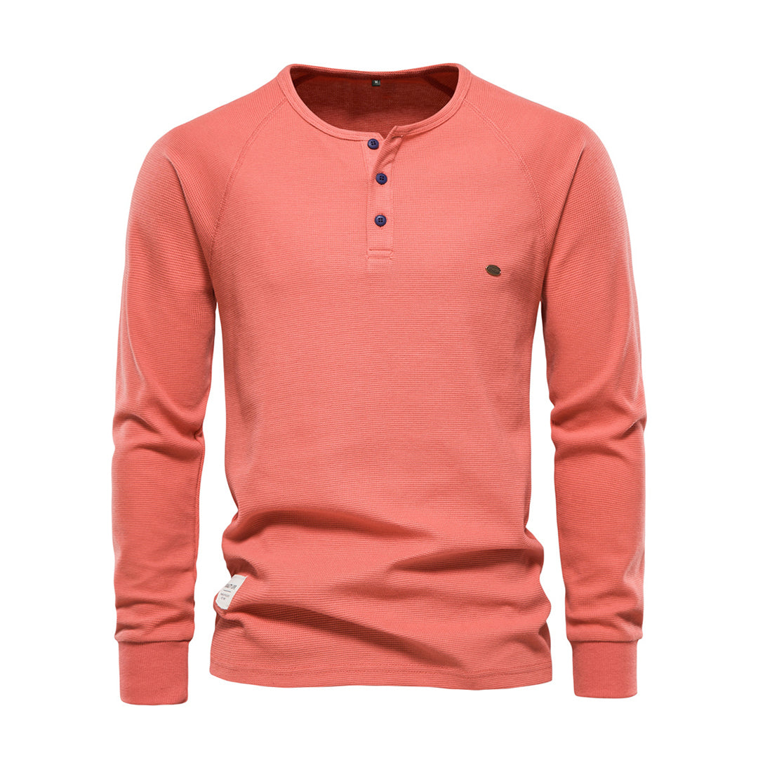 Men's Waffle Knit Long Sleeve Henley