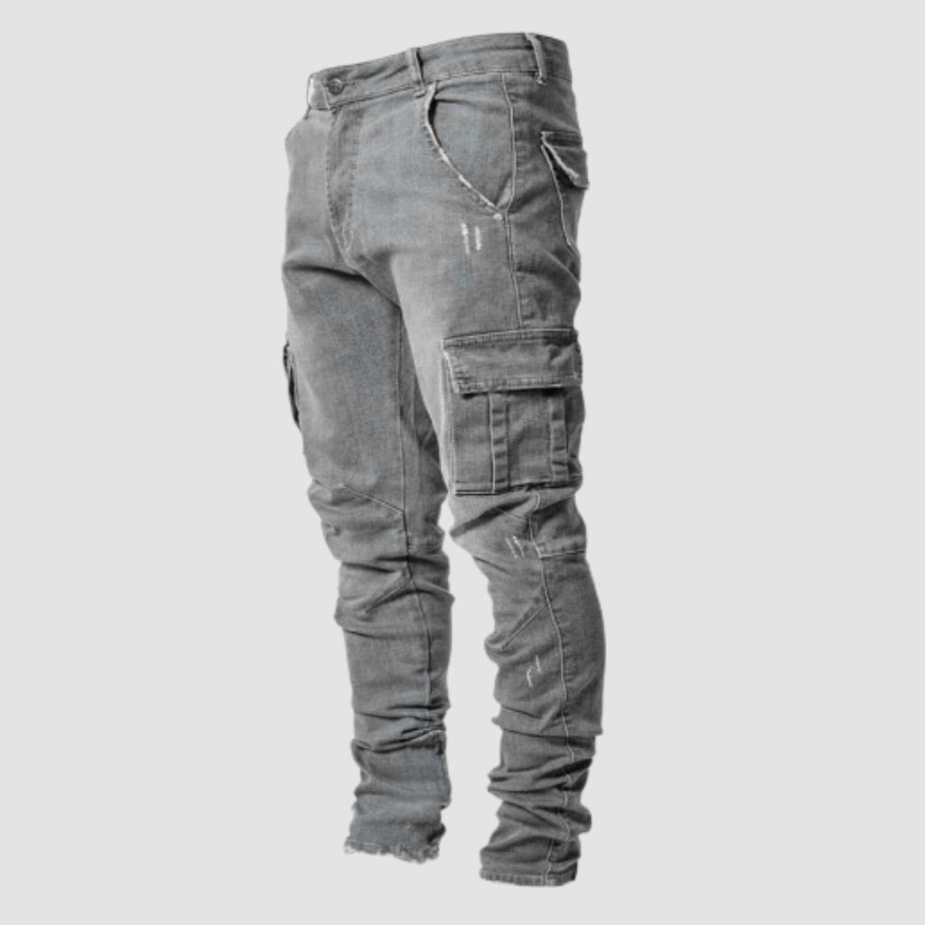 Men's Tapered Slim-Fit Cargo Denim Trousers