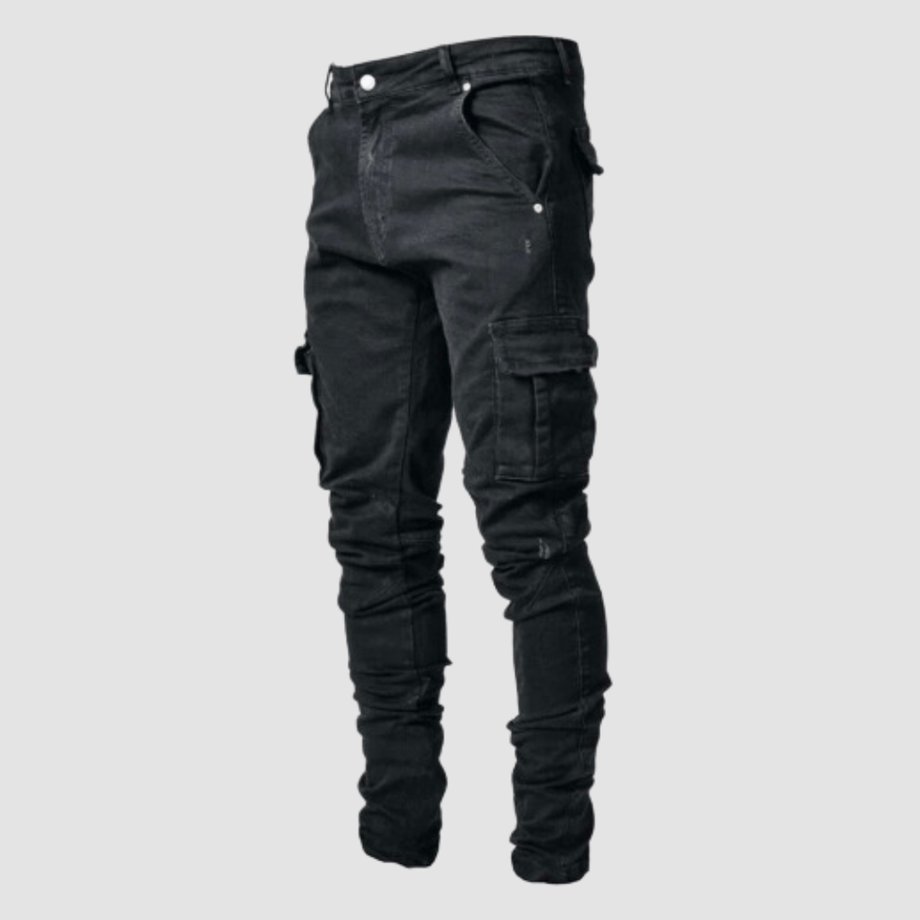 Men's Tapered Slim-Fit Cargo Denim Trousers