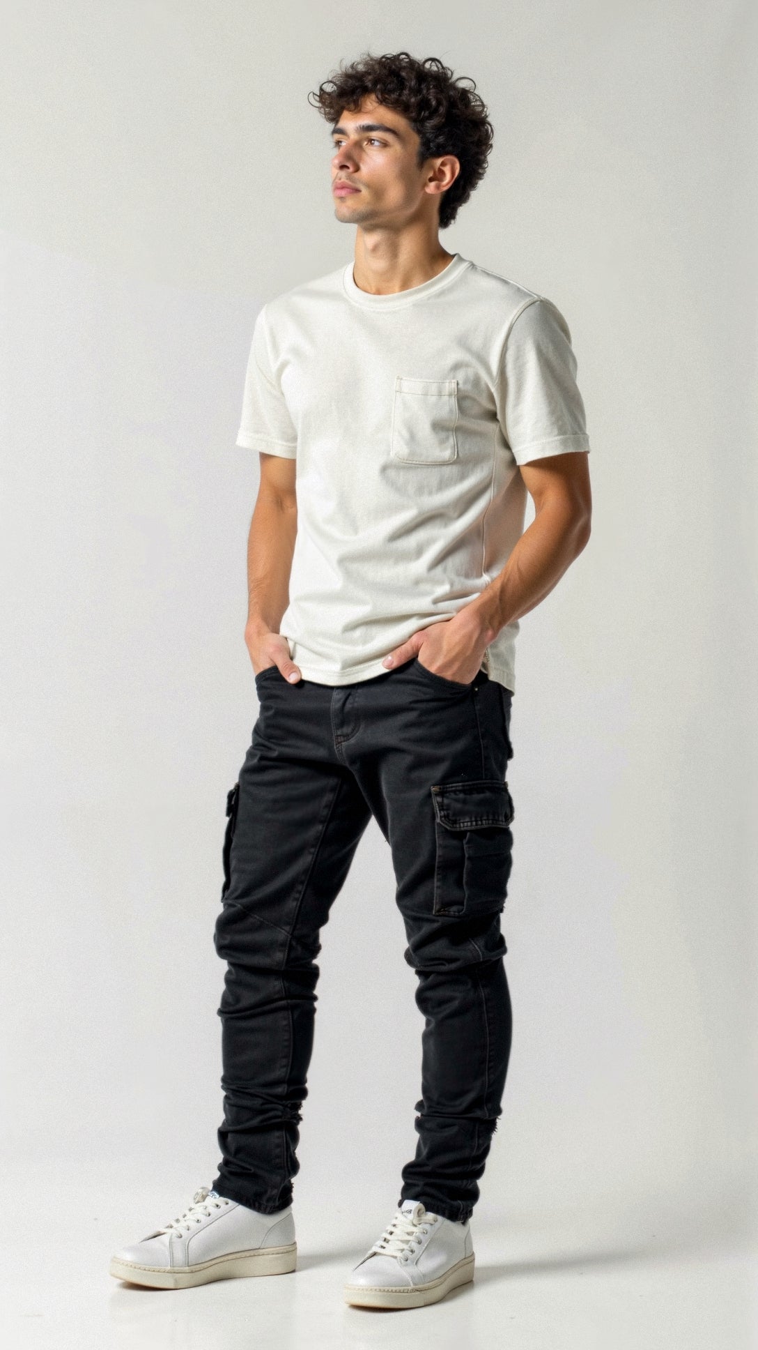 Men's Tapered Slim-Fit Cargo Denim Trousers