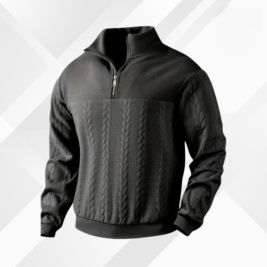 Men's Textured Yoke Cable Knit Half-Zip Pullover