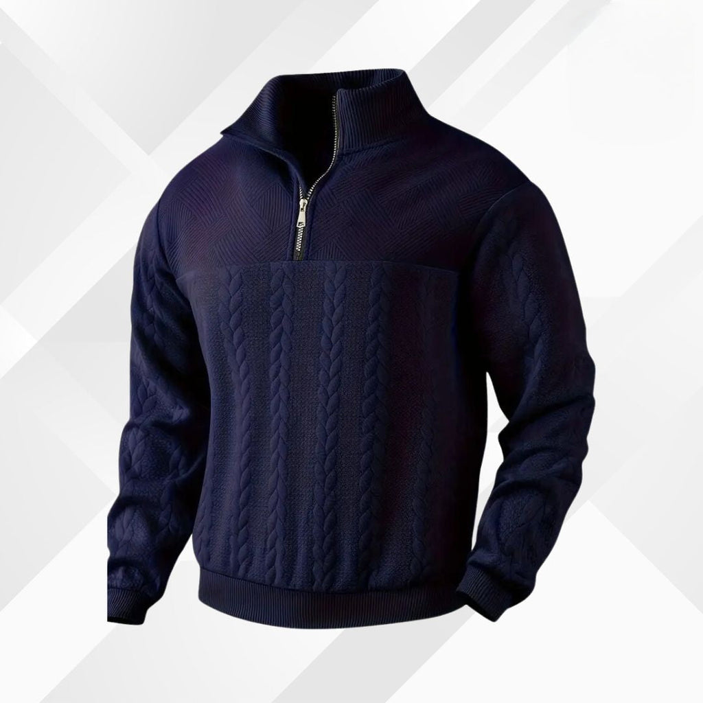Men's Textured Yoke Cable Knit Half-Zip Pullover