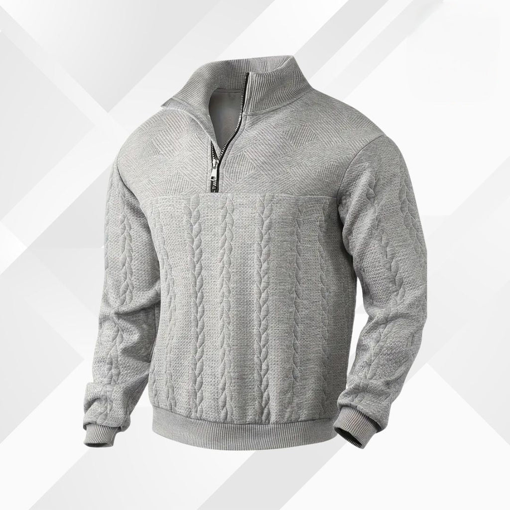 Men's Textured Yoke Cable Knit Half-Zip Pullover