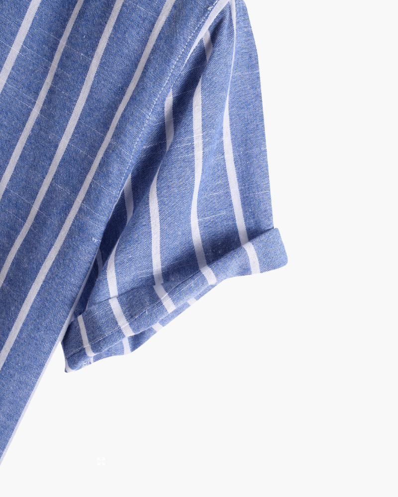 Men's Summer Stripe Mandarin Collar Polo