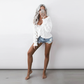 Women's Oversized Cable Openwork Pullover