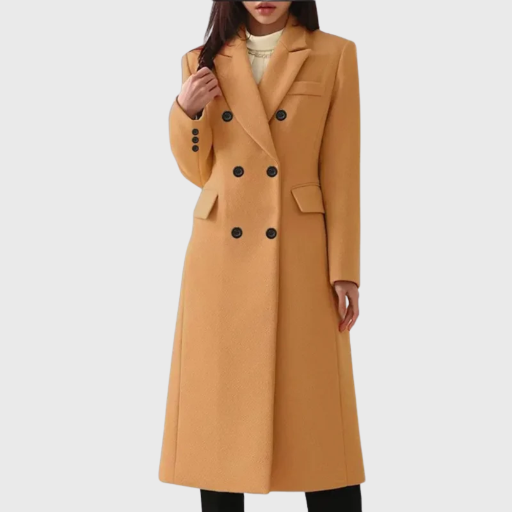 Women's Tailored Double-Breasted Woollen Longline Coat