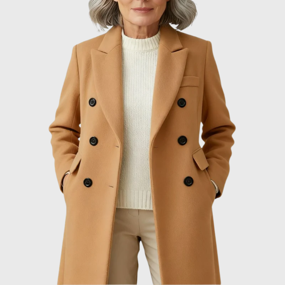 Women's Tailored Double-Breasted Woollen Longline Coat