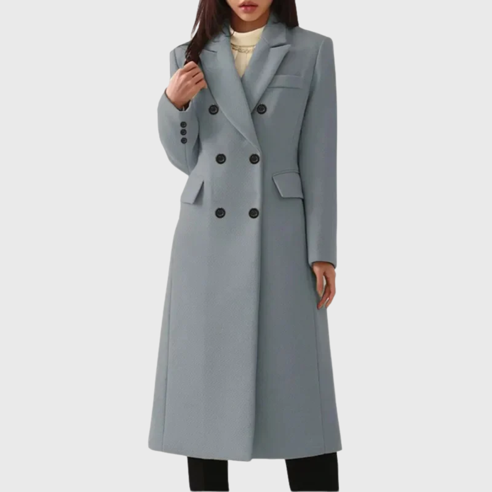 Women's Tailored Double-Breasted Woollen Longline Coat