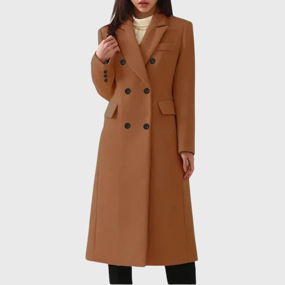 Women's Tailored Double-Breasted Woollen Longline Coat