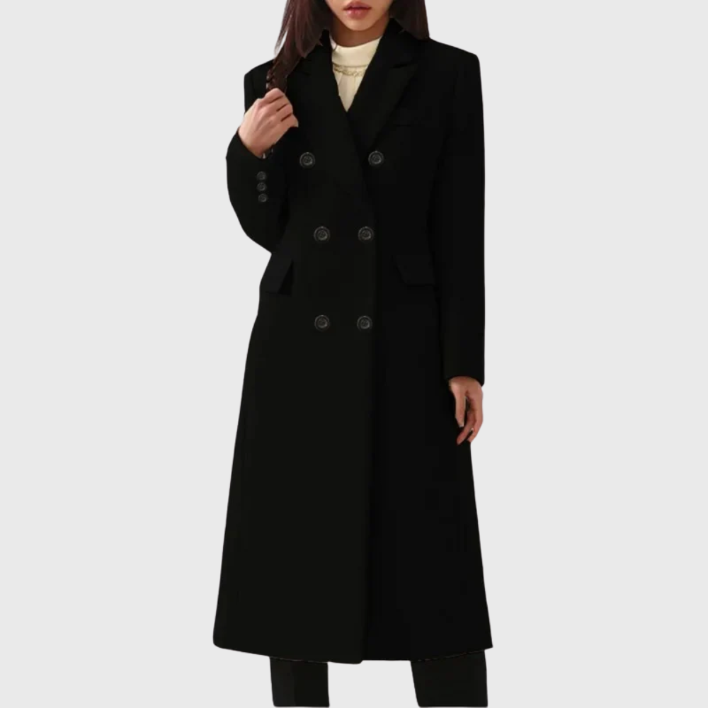 Women's Tailored Double-Breasted Woollen Longline Coat