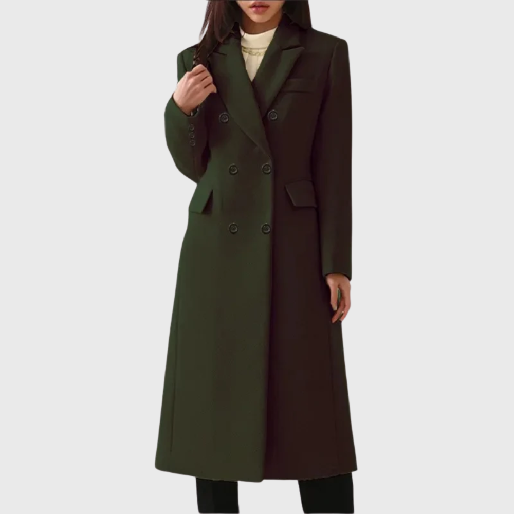 Women's Tailored Double-Breasted Woollen Longline Coat