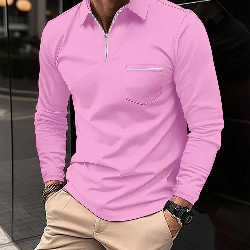 Men's Long Sleeve Breathable Piqué Polo