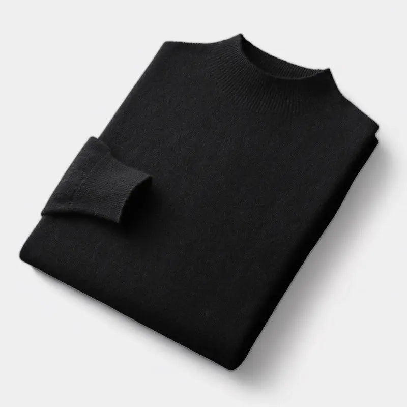 Men's Woollen Mock Neck Knit Pullover