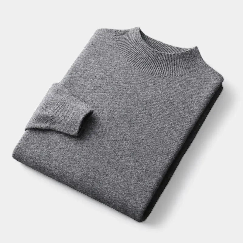 Men's Woollen Mock Neck Knit Pullover