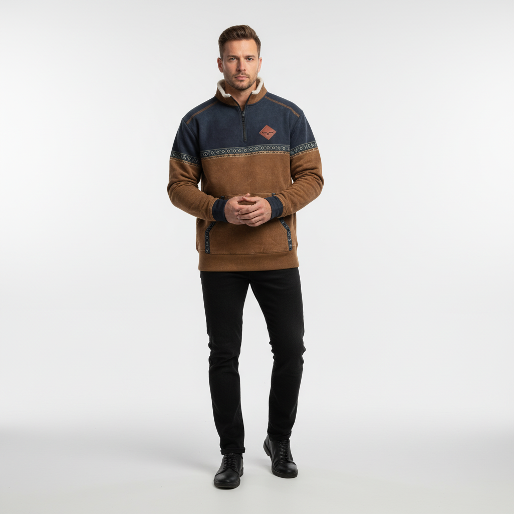 Men's Sherpa Collar Fleece Quarter-Zip Pullover