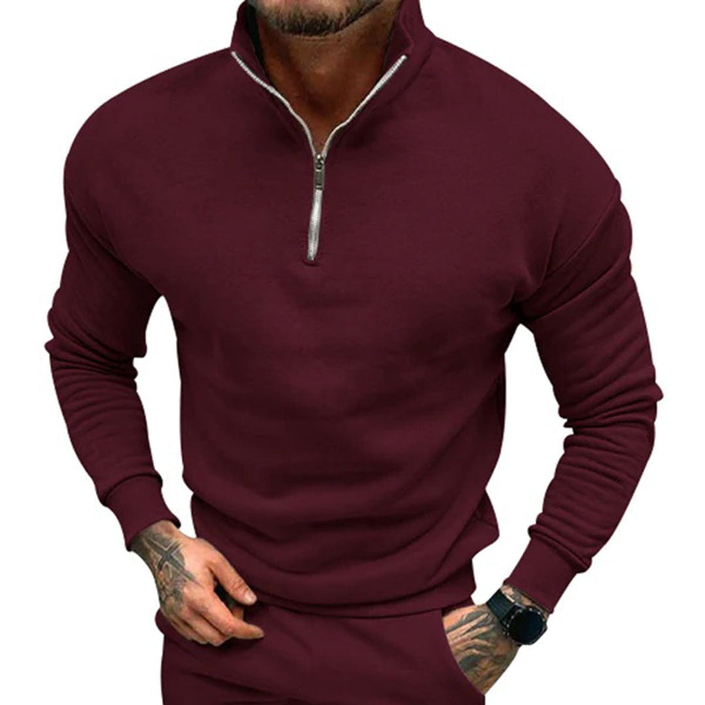 Men's Streamlined Half-Zip Stand Collar Pullover