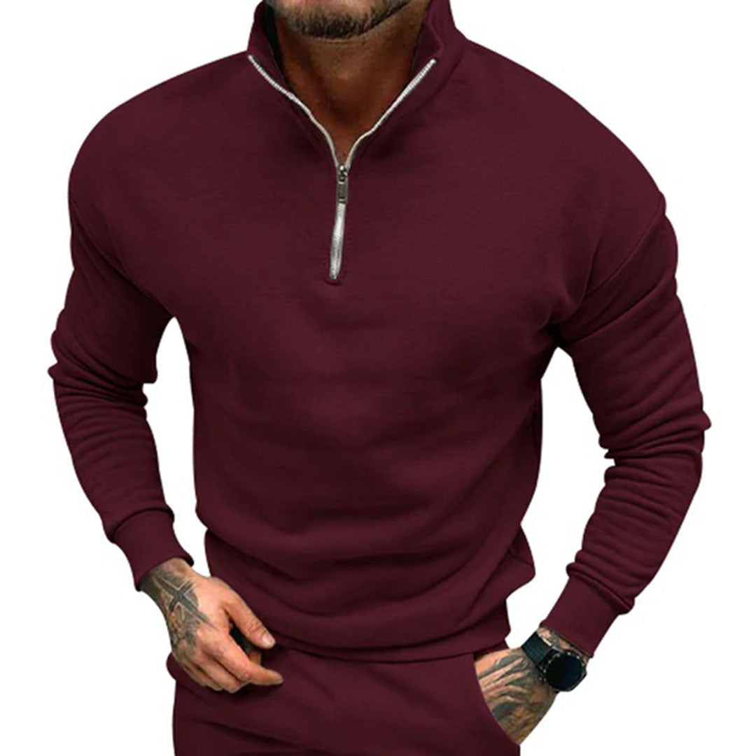 Men's Streamlined Half-Zip Stand Collar Pullover