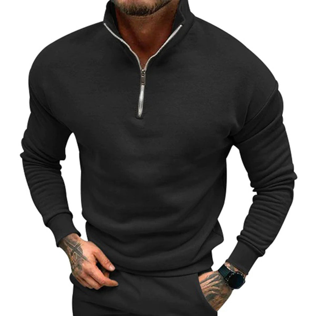 Men's Streamlined Half-Zip Stand Collar Pullover