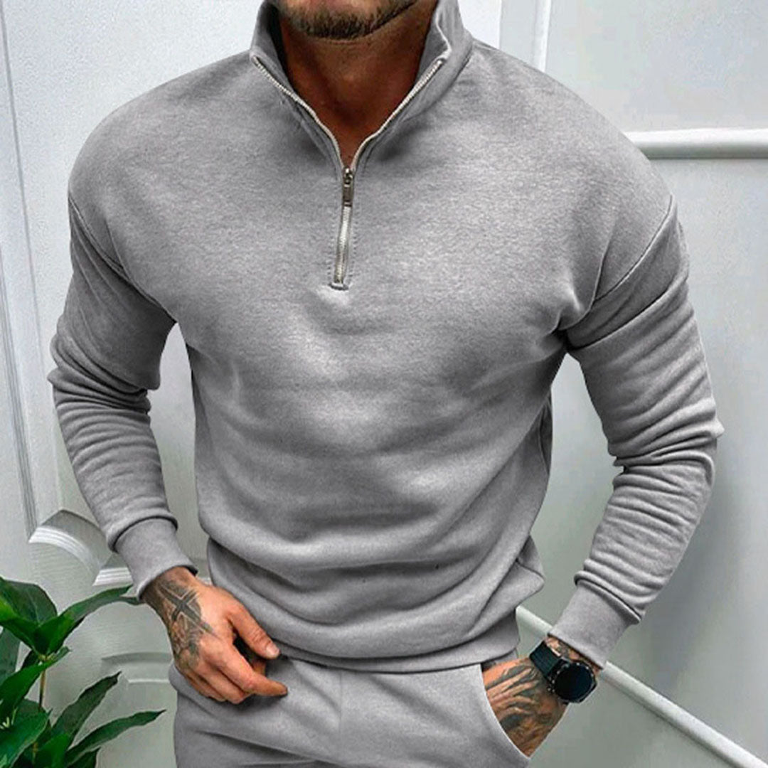 Men's Streamlined Half-Zip Stand Collar Pullover
