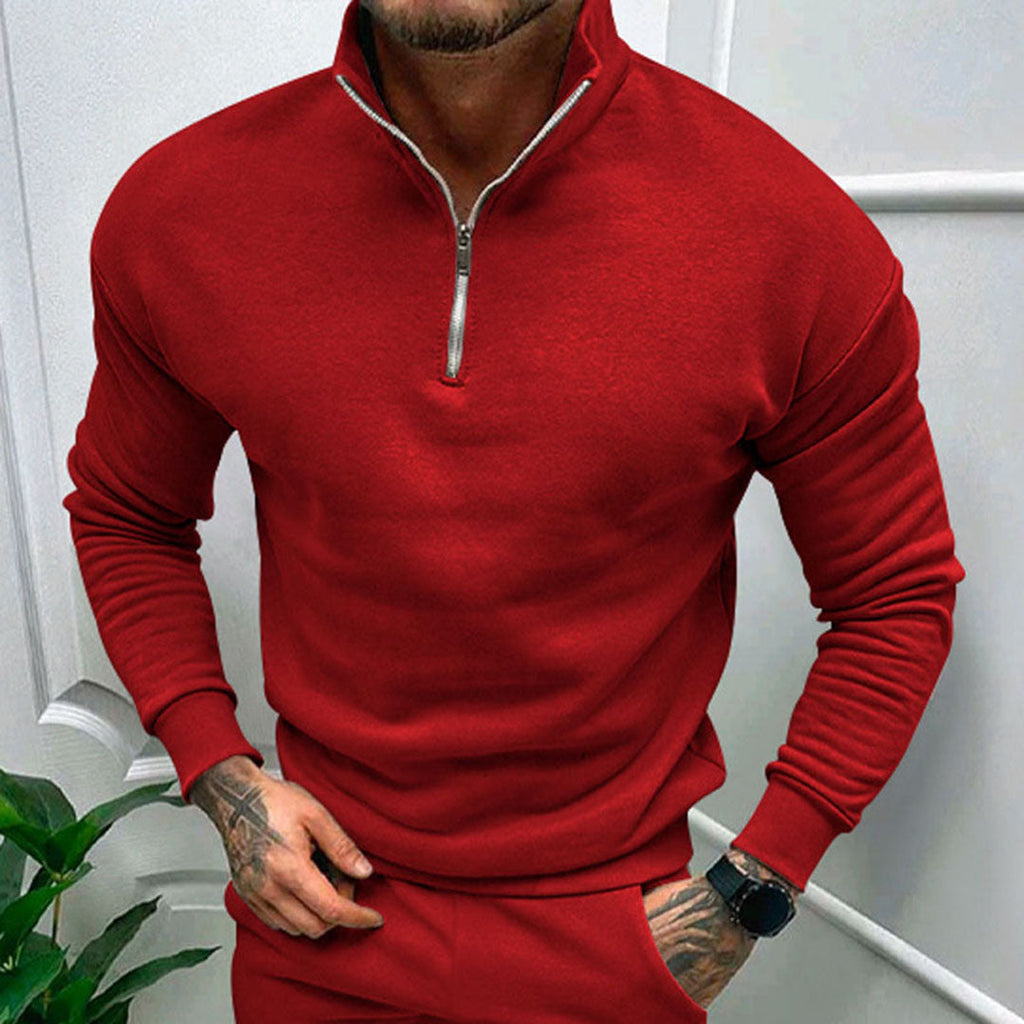 Men's Streamlined Half-Zip Stand Collar Pullover