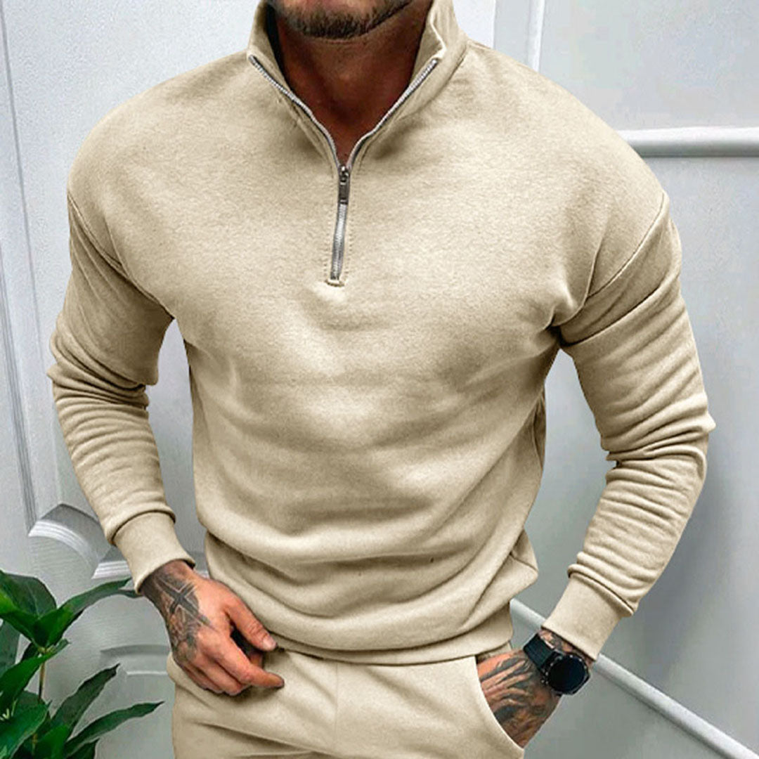 Men's Streamlined Half-Zip Stand Collar Pullover