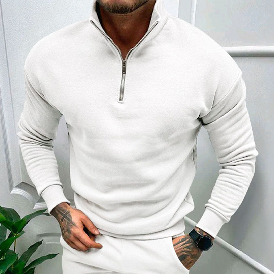 Men's Streamlined Half-Zip Stand Collar Pullover
