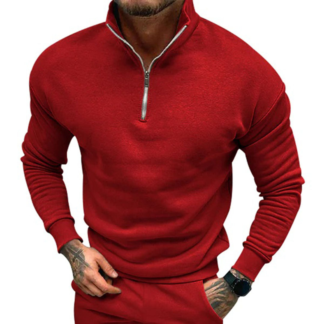 Men's Streamlined Half-Zip Stand Collar Pullover