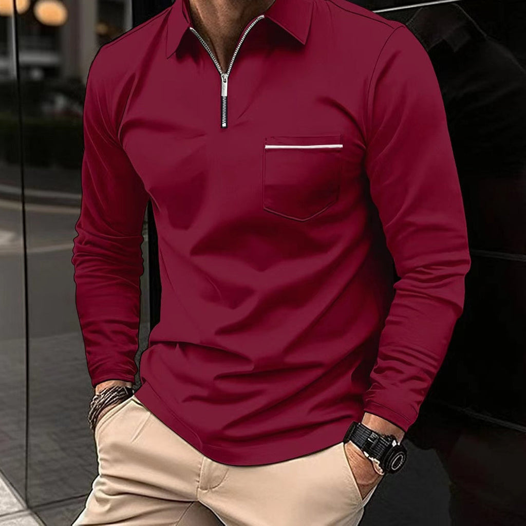 Men's Long Sleeve Breathable Piqué Polo