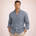 Men's Lightweight Linen Grandad Collar Shirt