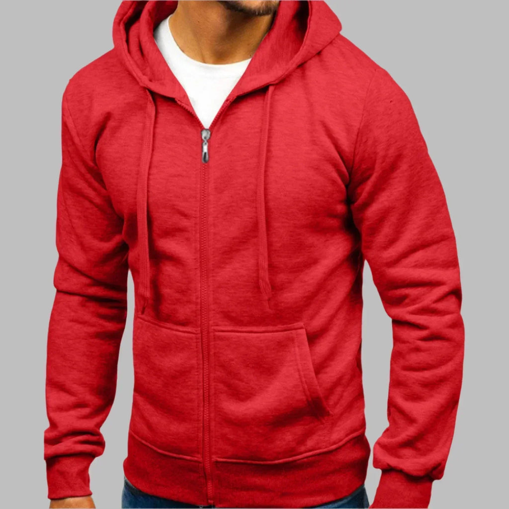 Men's Casual Zip-Through Hooded Top