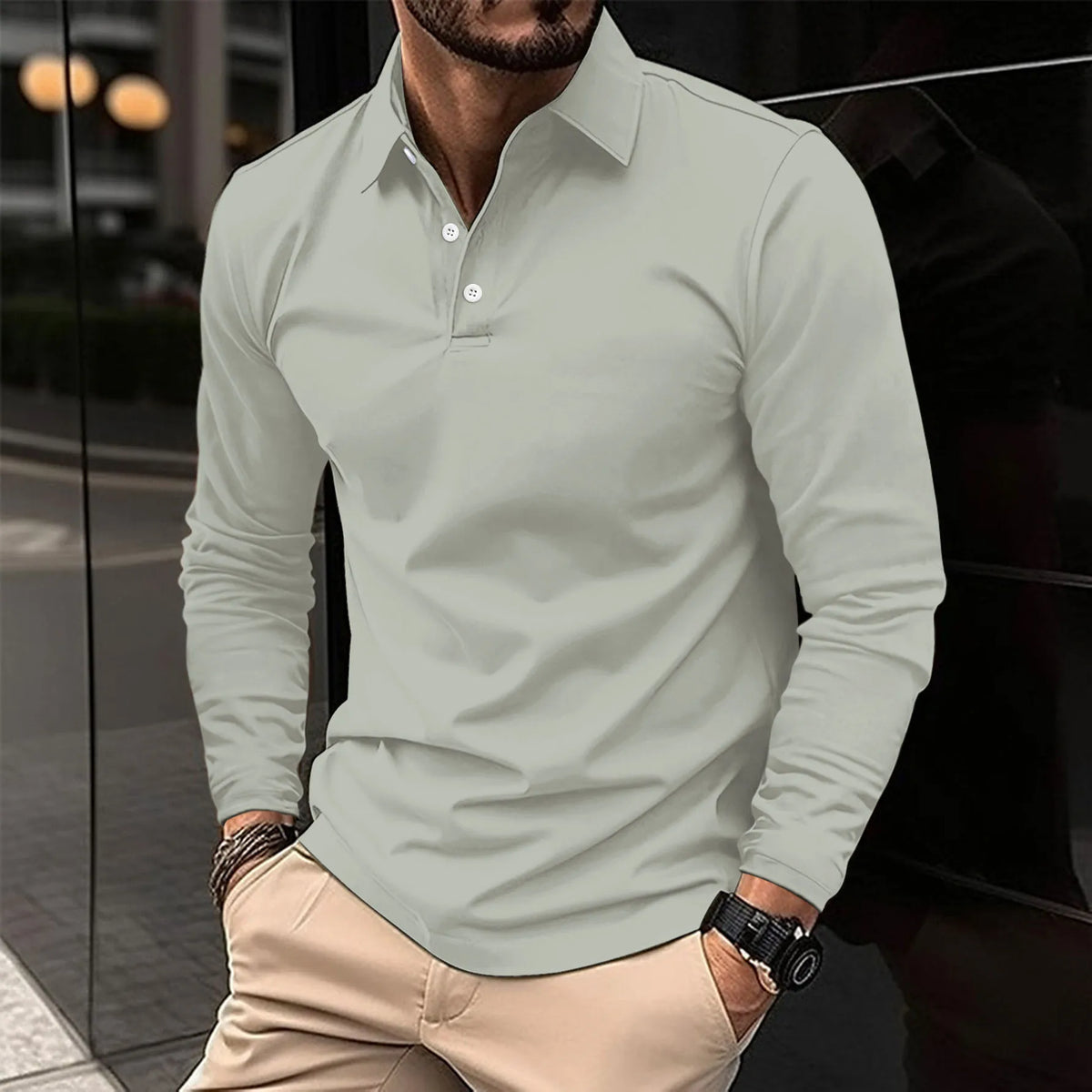 Men's Refined Tailored Long Sleeve Polo