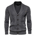 Men's Cable Knit Button-Through Shawl Cardigan