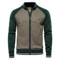 Men's Two-Tone Ribbed Funnel Neck Zip Jacket