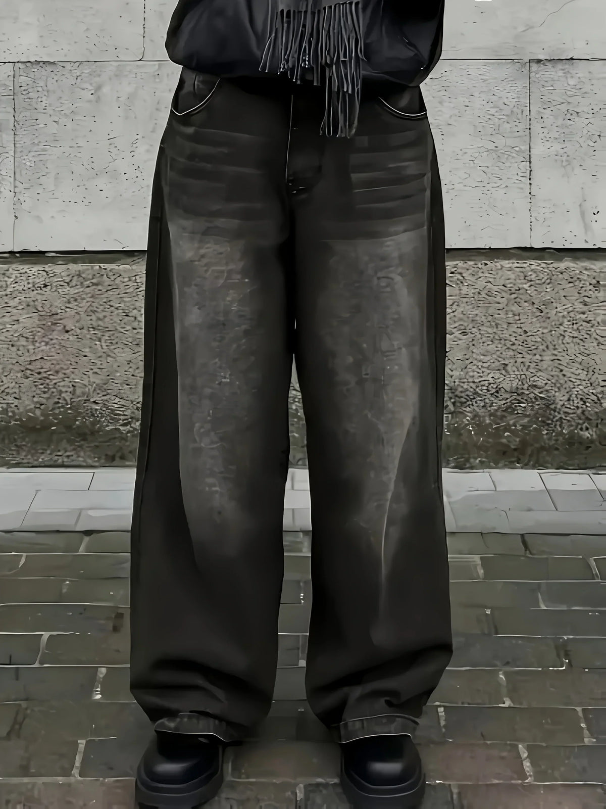 Men's Relaxed Baggy Wide-Leg Denim Trousers