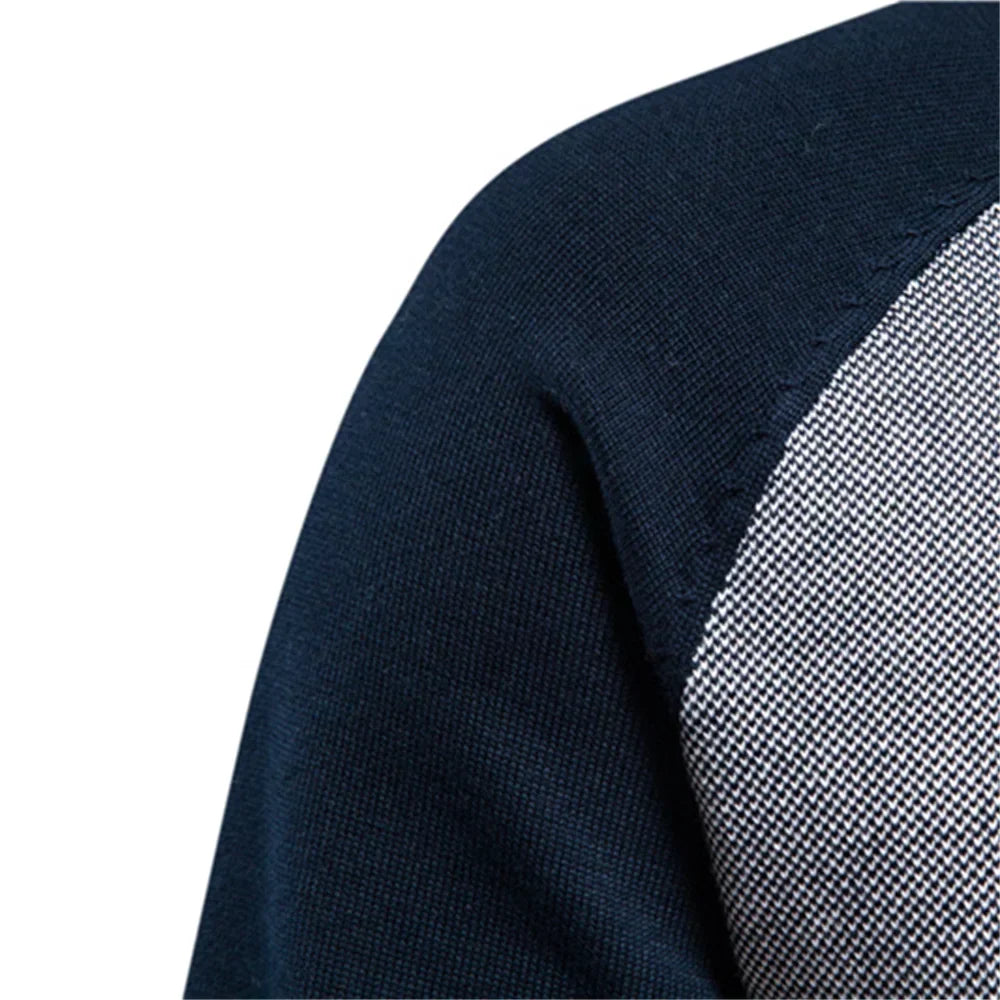 Men's Two-Tone Ribbed Funnel Neck Zip Jacket