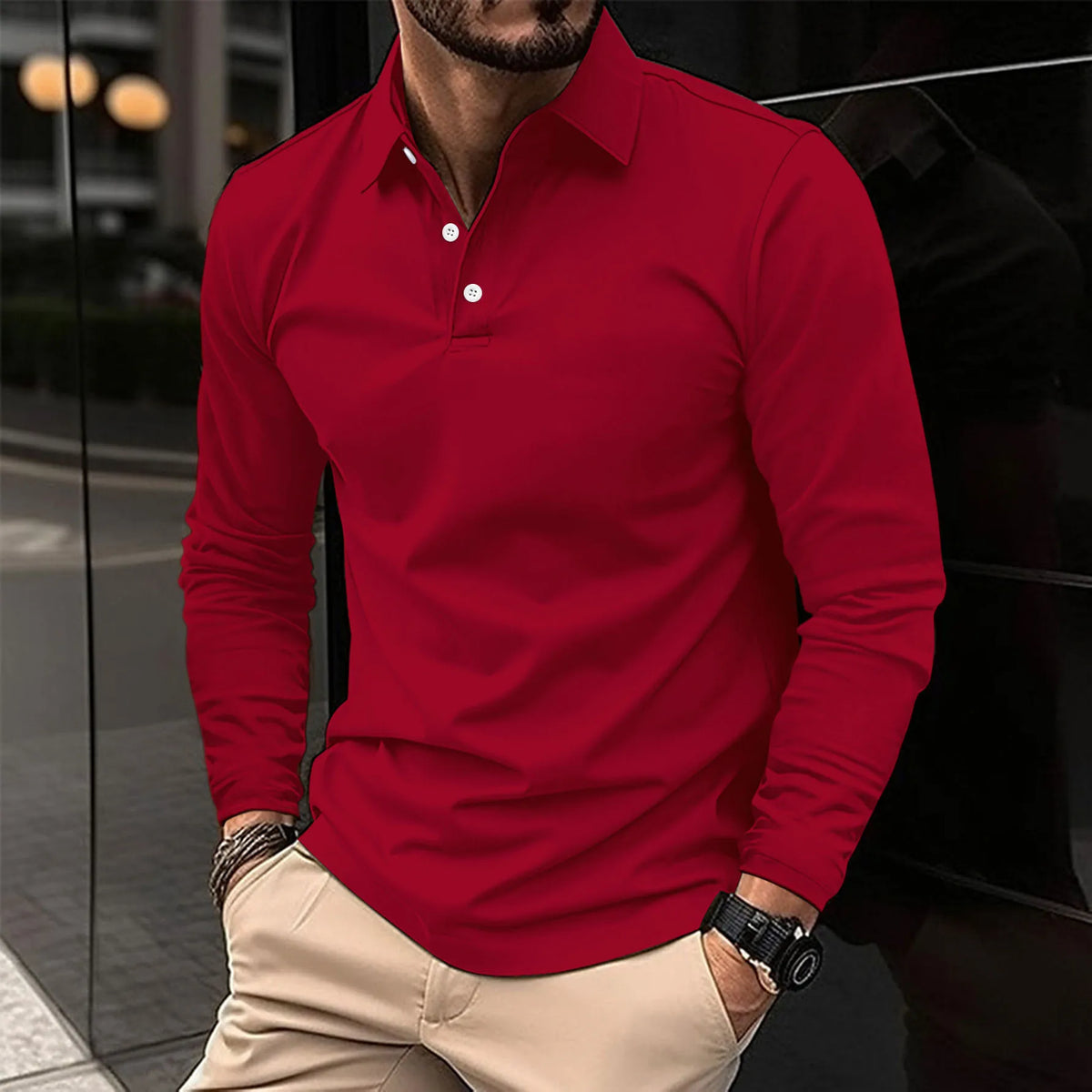 Men's Refined Tailored Long Sleeve Polo