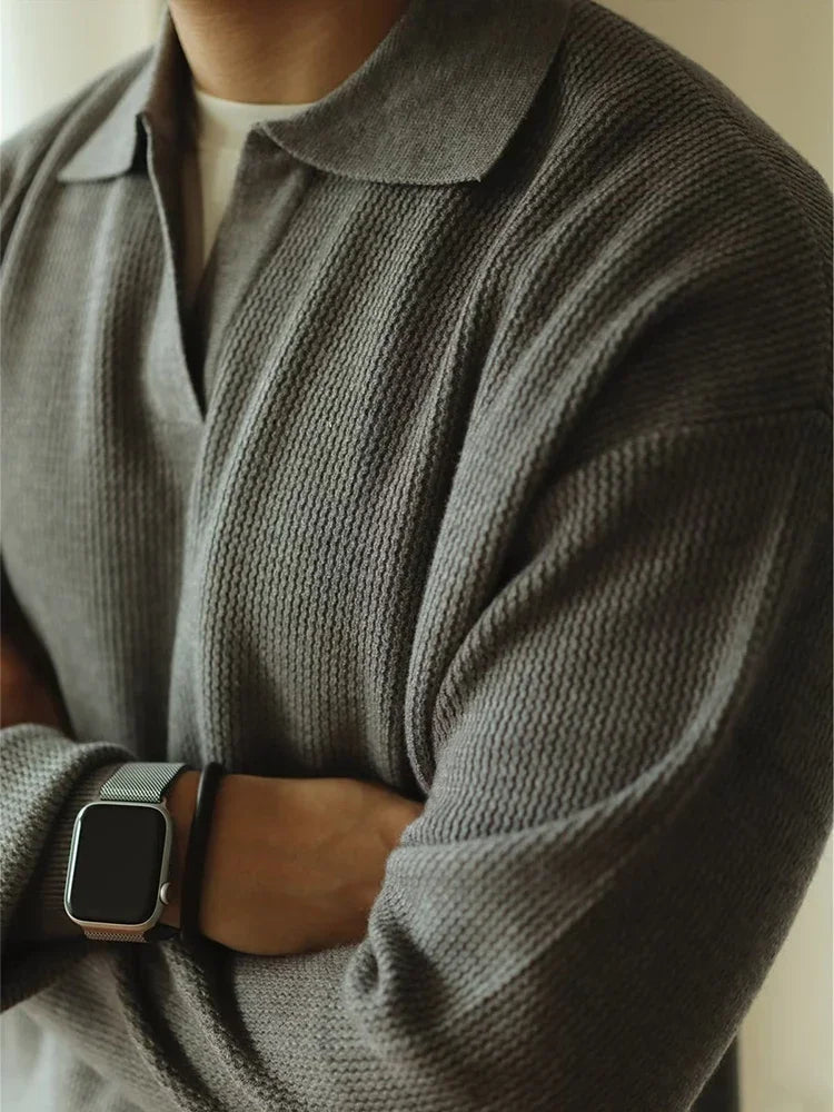 Men's Smart Casual Knitted Polo Pullover