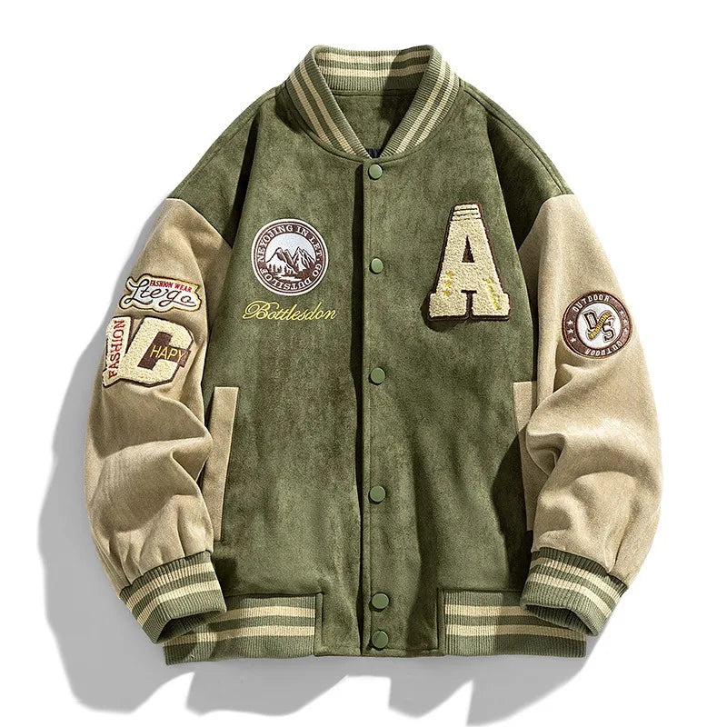 Men's Relaxed-Fit Embroidered Varsity Jacket