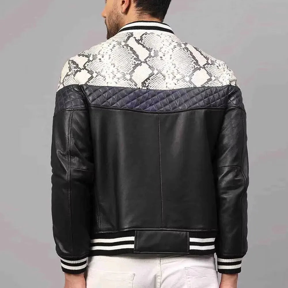 Men's Slim Fit Stand Collar Leather Blouson