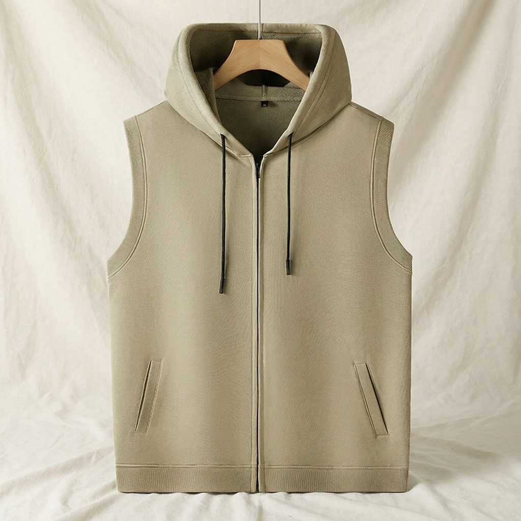 Men's Sleeveless Zip-Through Hooded Training Gilet