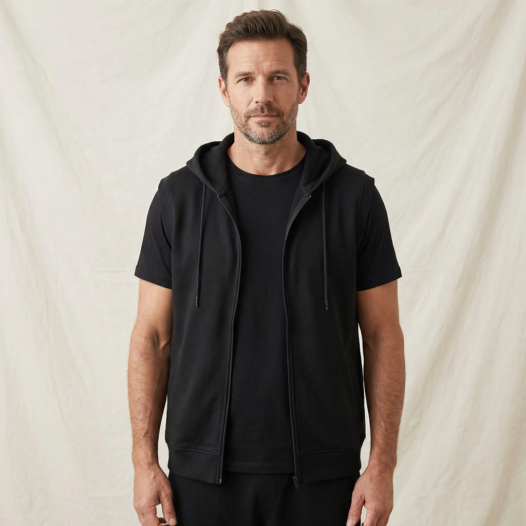 Men's Sleeveless Zip-Through Hooded Training Gilet