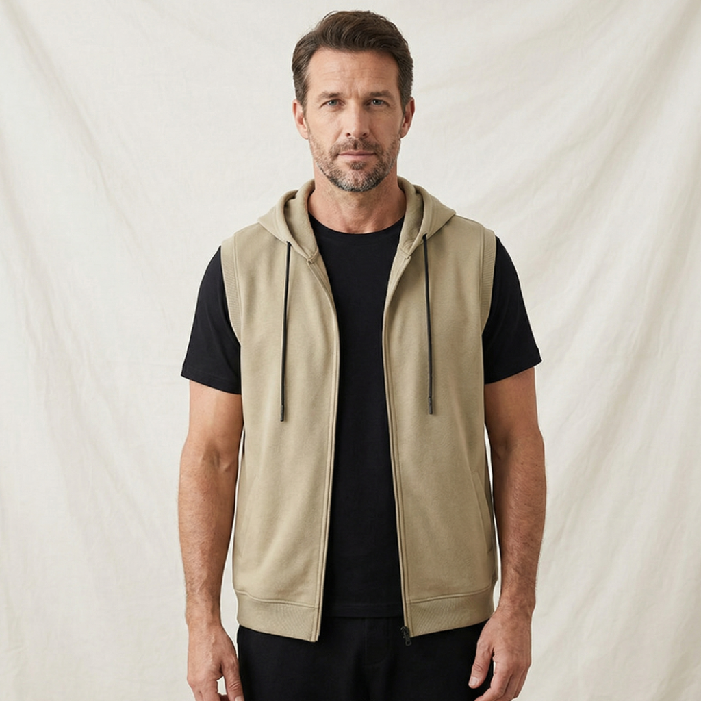 Men's Sleeveless Zip-Through Hooded Training Gilet