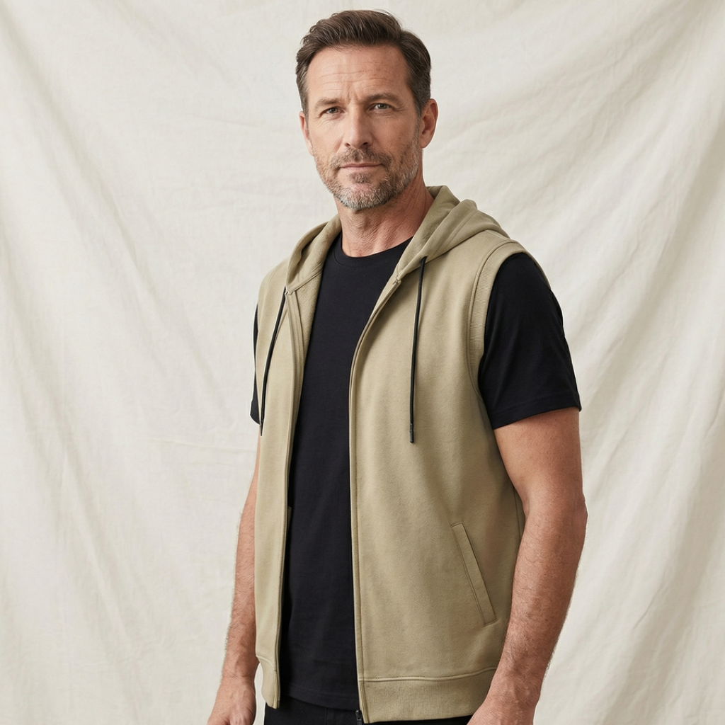 Men's Sleeveless Zip-Through Hooded Training Gilet