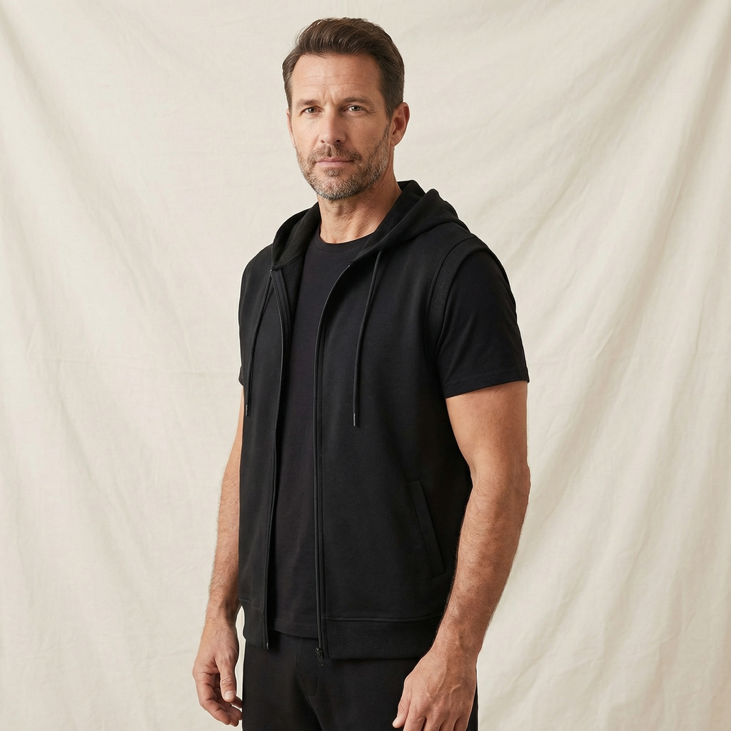 Men's Sleeveless Zip-Through Hooded Training Gilet