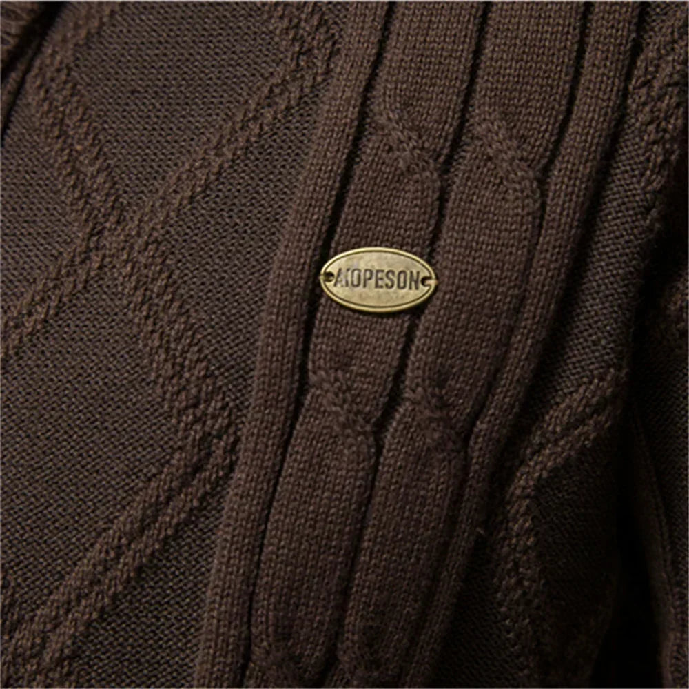 Men's Cable Knit Button-Through Shawl Cardigan