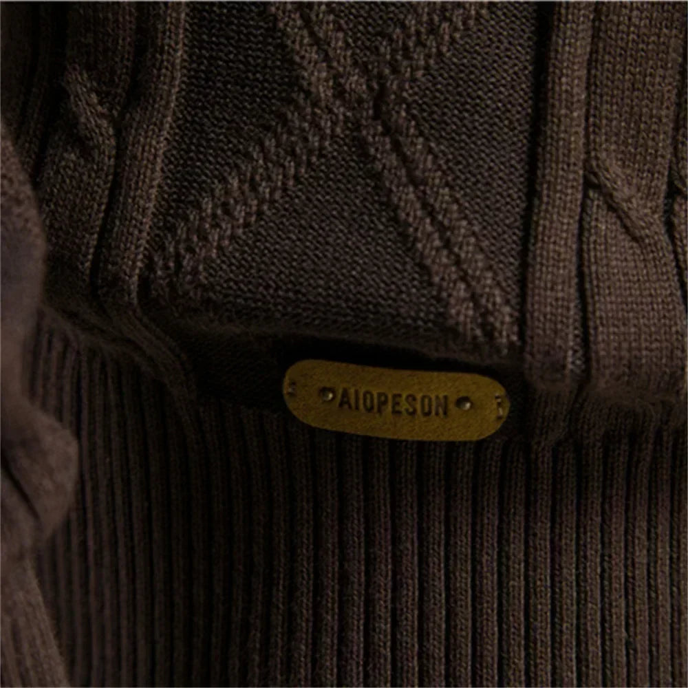 Men's Cable Knit Button-Through Shawl Cardigan